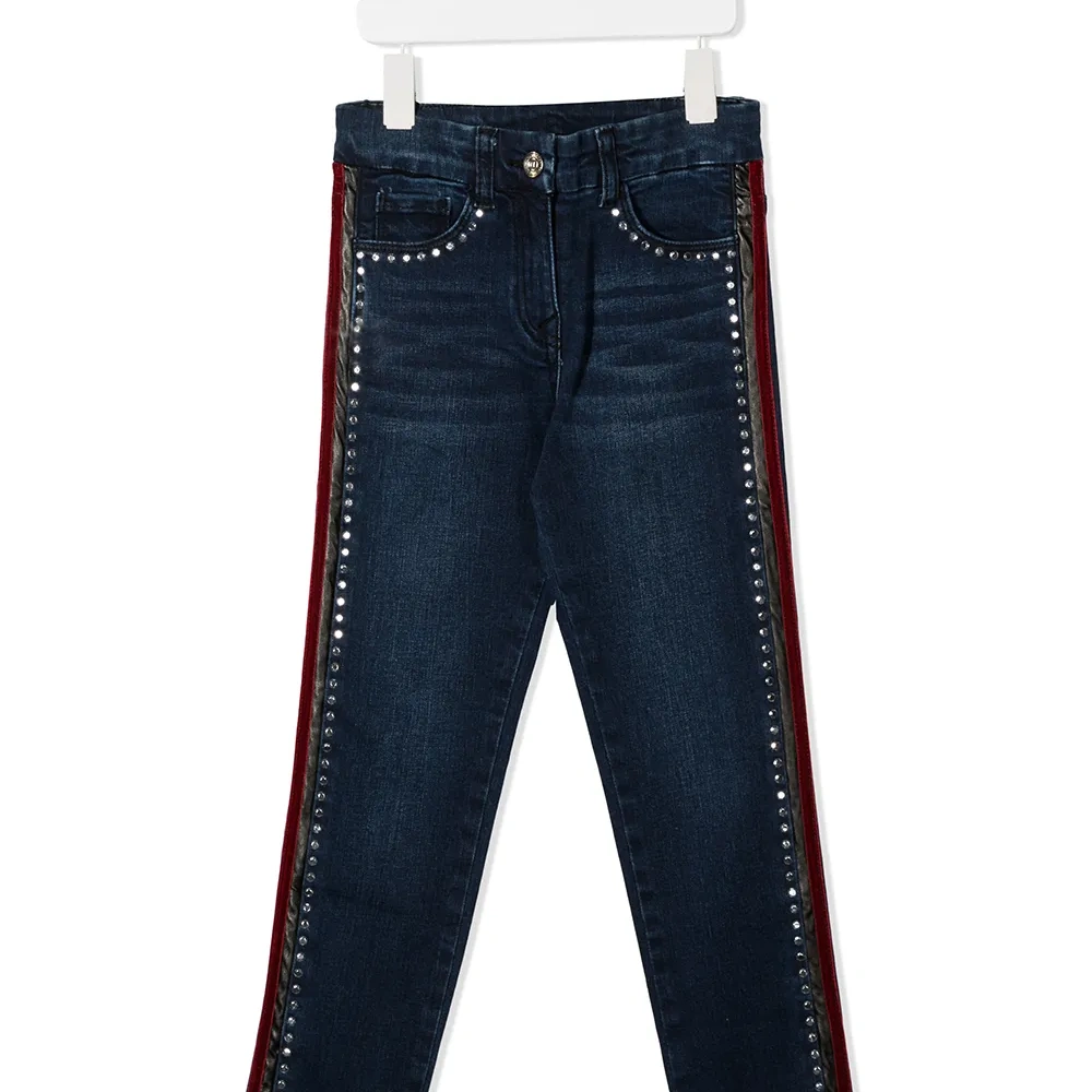 джинсы скинни со стразами