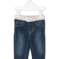 Джинсы с эластичным поясом и логотипом Джинсы с эластичным поясом и логотипом