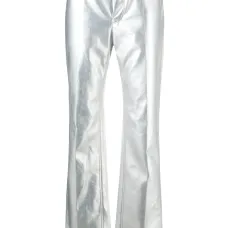 Расклешенные брюки с эффектом металлик