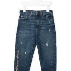 Прямые джинсы с эффектом потертости