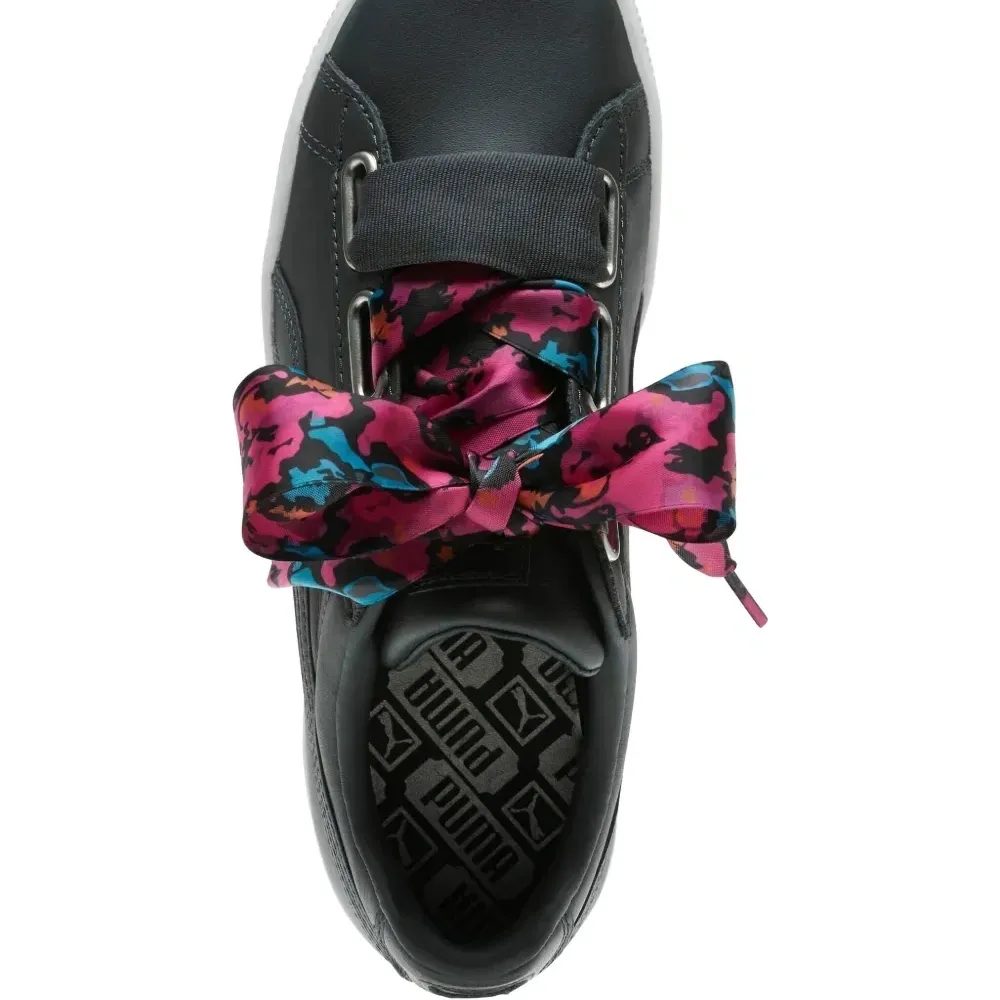 Кожаные кроссовки с атласным бантом