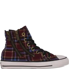 Кеды в клетку с двумя молниями