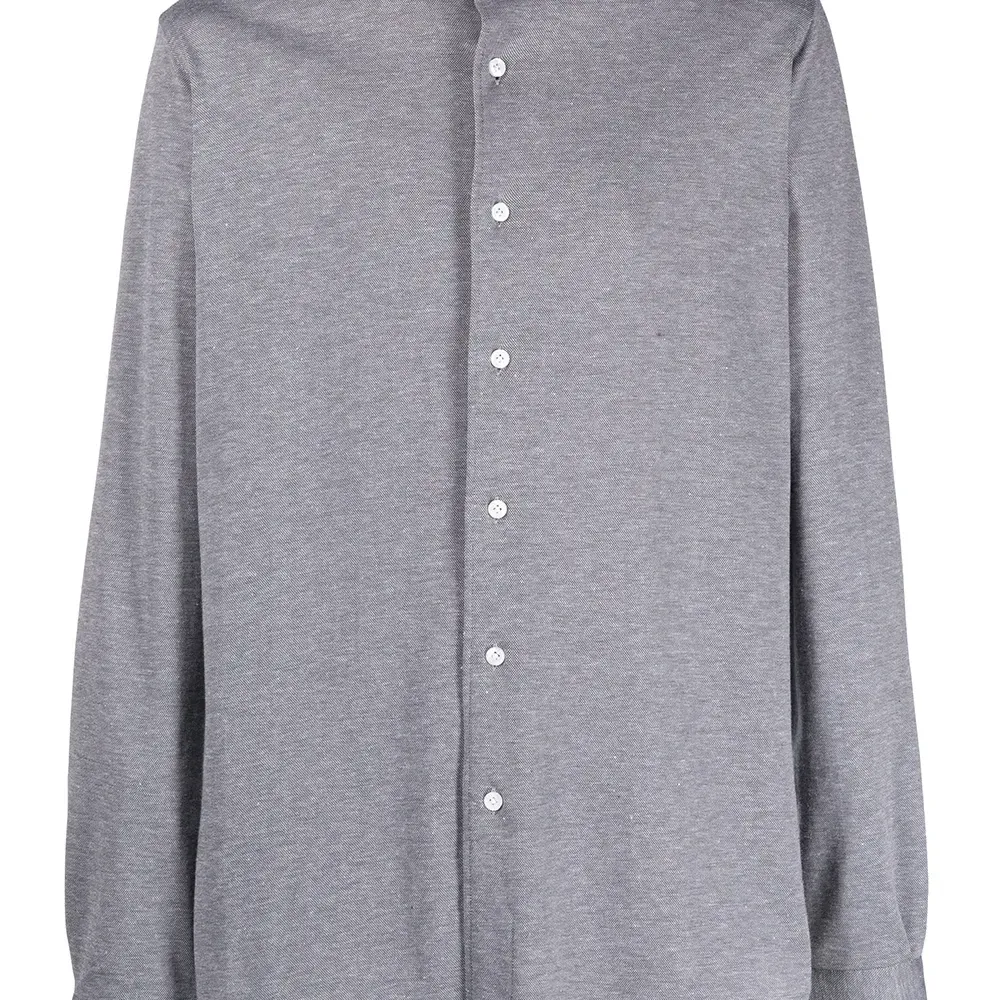 Рубашка из ткани пике с косым воротником