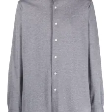 Рубашка из ткани пике с косым воротником