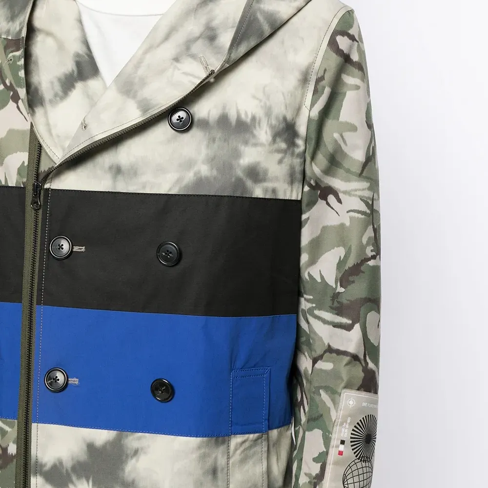 пальто на молнии с камуфляжным принтом