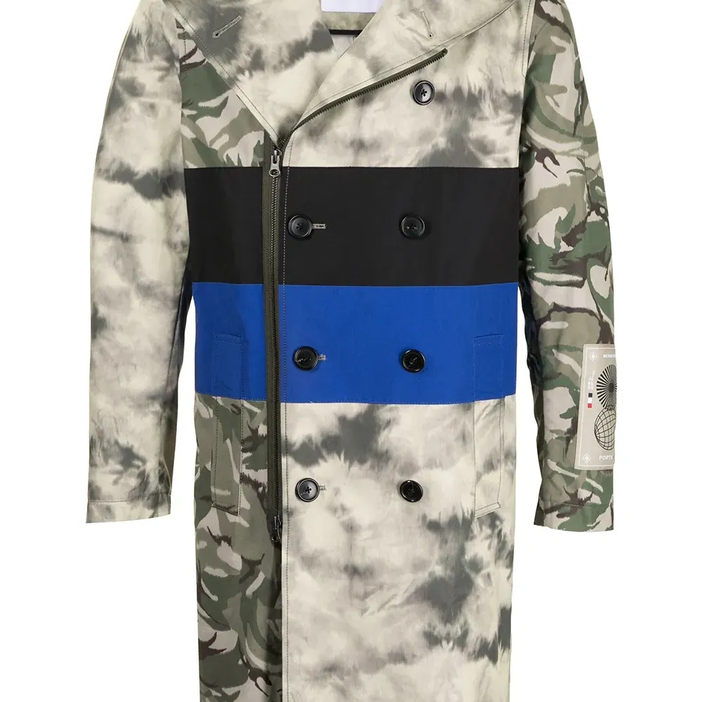 пальто на молнии с камуфляжным принтом