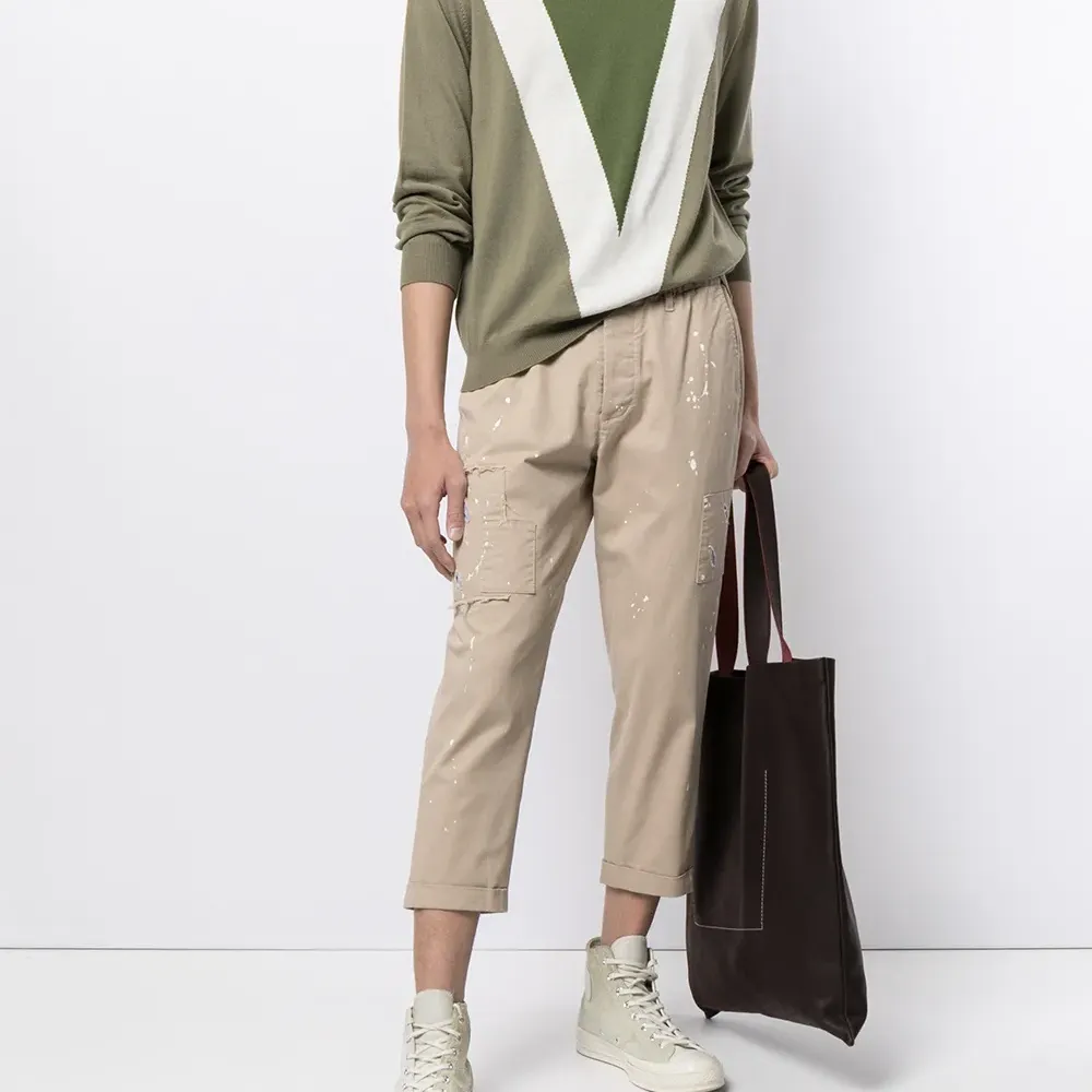 укороченные брюки с эффектом разбрызганной краски