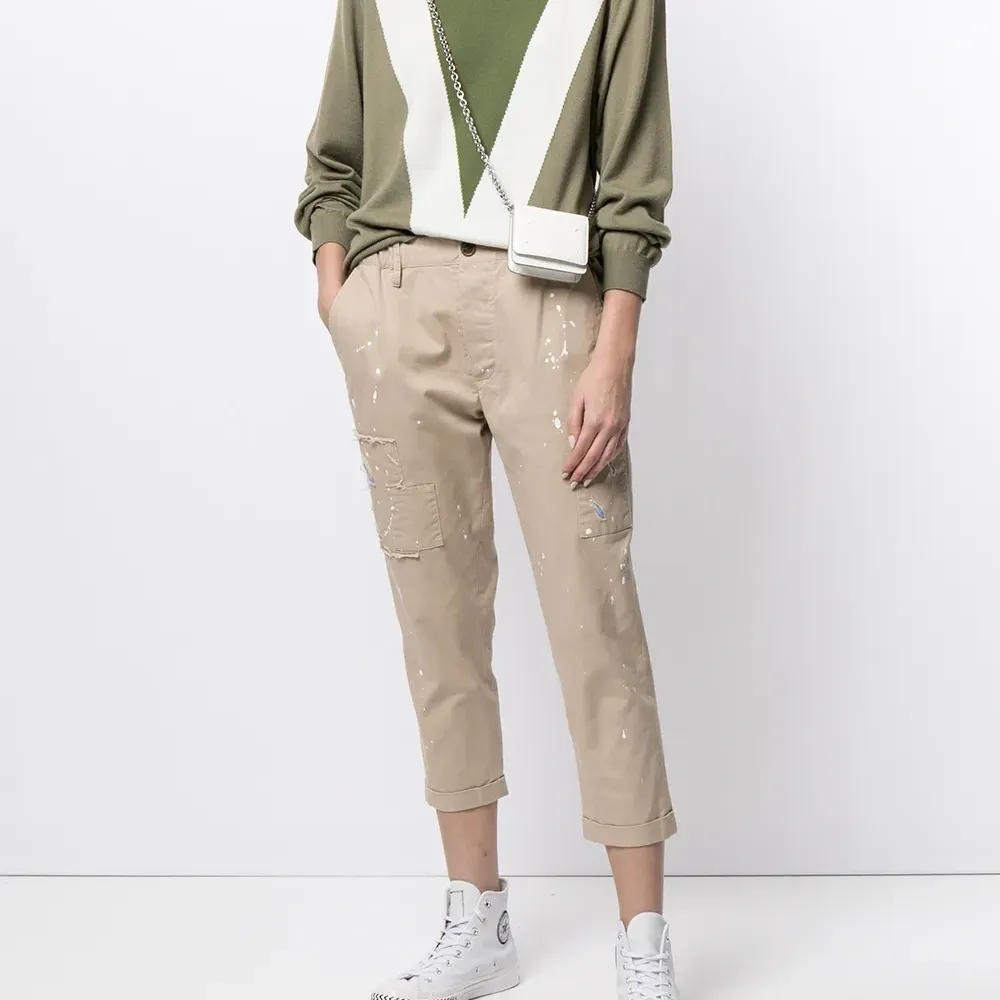 укороченные брюки с эффектом разбрызганной краски