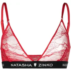 кружевной бюстгальтер с треугольными чашками и логотипом