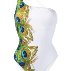 Купальник Peacock на одно плечо с принтом