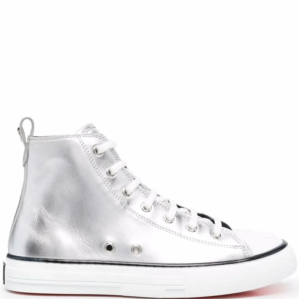 Высокие кеды с эффектом металлик