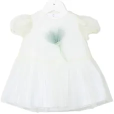 платье с короткими рукавами и цветочной аппликацией