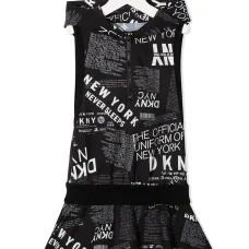 Платье с капюшоном и графичным принтом