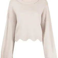 Джемпер с круглым вырезом и фестонами