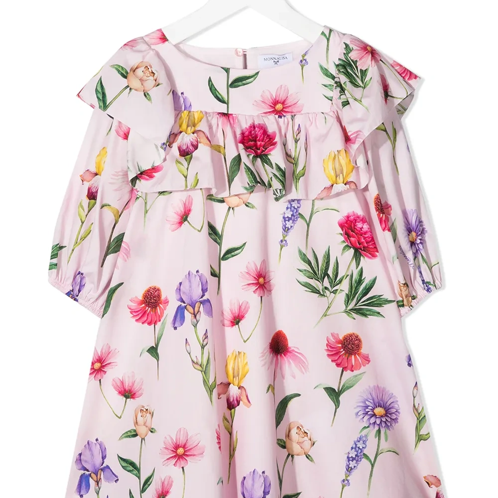 платье-трапеция с цветочным принтом и оборками