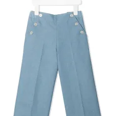 Брюки прямого кроя с пуговицами сбоку