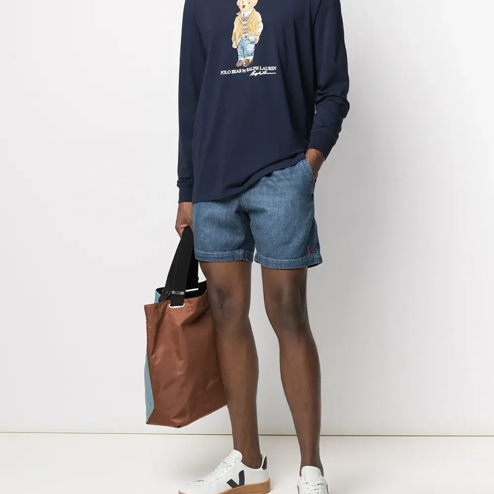 джинсовые шорты с вышитым логотипом