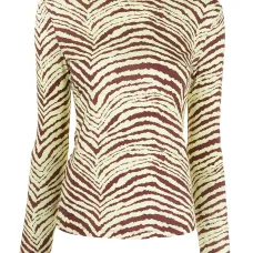 Топ с высоким воротником и тигровым принтом