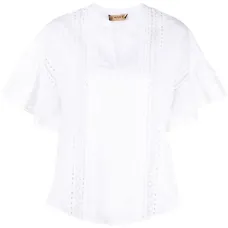 Блузка с расклешенными рукавами и английской вышивкой