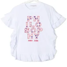 блузка с вышитым логотипом и оборками