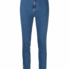 Джеггинсы с завышенной талией и кристаллами