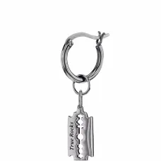 Серебряная серьга-кольцо с подвеской в виде лезвия Серебряная серьга-кольцо с подвеской в виде лезвия