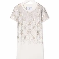 Платье-футболка со стразами