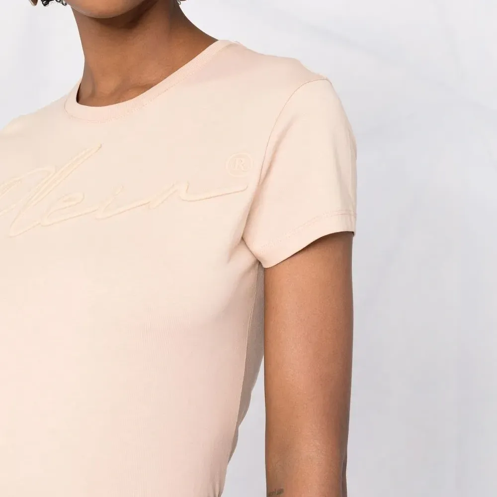 атласная футболка с вышитым логотипом