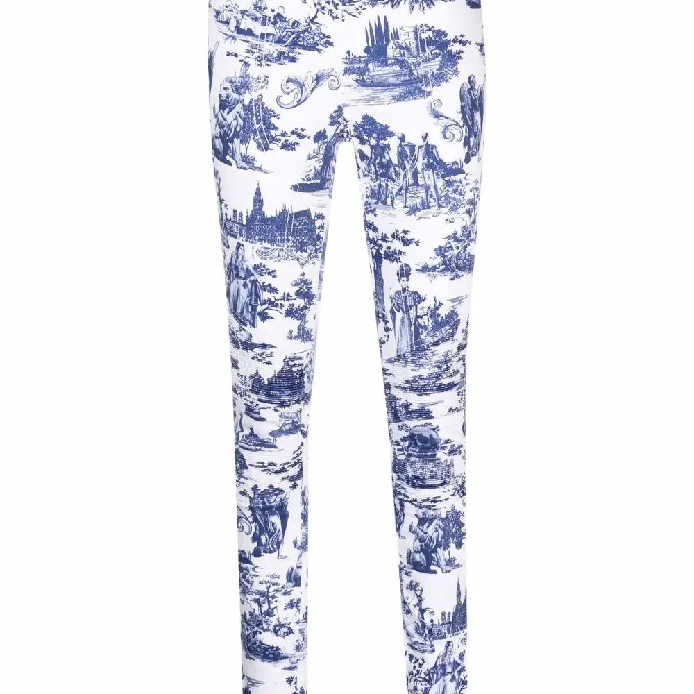 Легинсы с завышенной талией и вышивкой