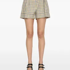 Плиссированные клетчатые шорты