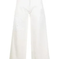 широкие джинсы с отделкой в технике кроше