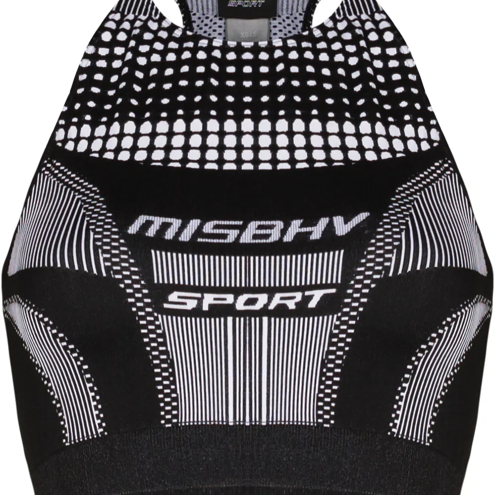 Спортивный бюстгальтер с логотипом и вырезом халтер