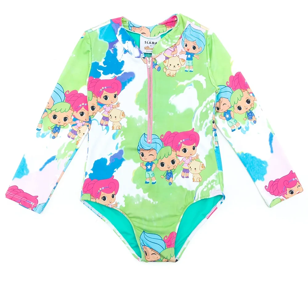 Купальник с длинными рукавами и принтом