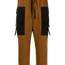 укороченные брюки с контрастной вставкой