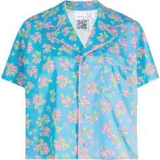 рубашка с короткими рукавами и цветочным принтом