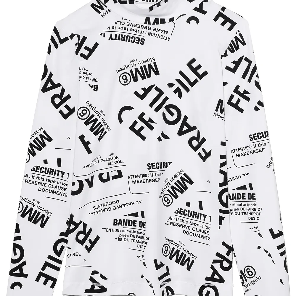 Футболка с высоким воротником и принтом Fragile