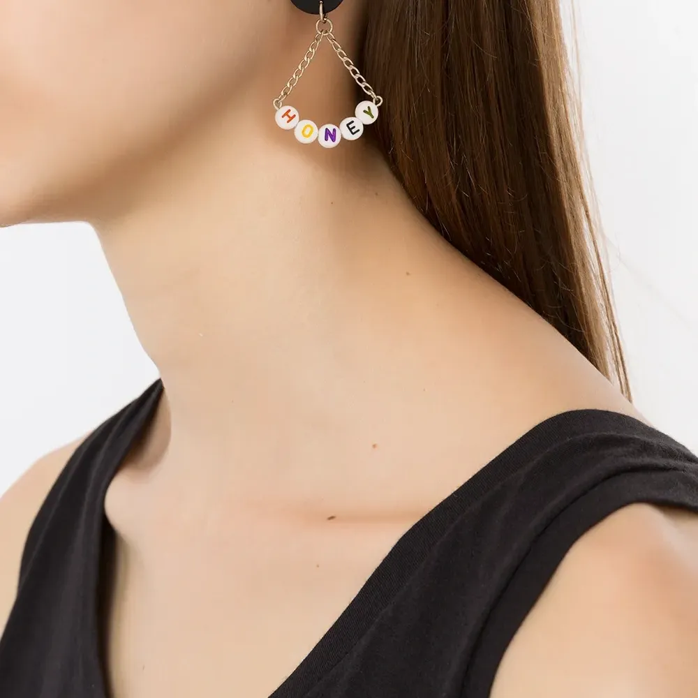 Серьги-подвески с бусинами