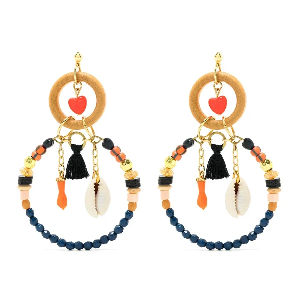 Серьги-подвески с бусинами