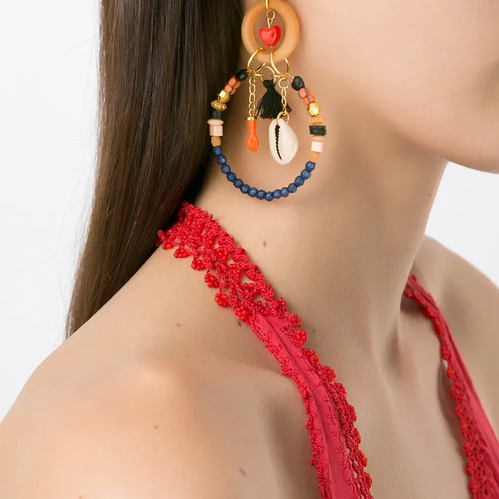 Серьги-подвески с бусинами