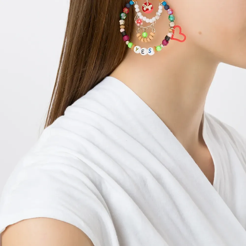 Серьги-подвески с бусинами