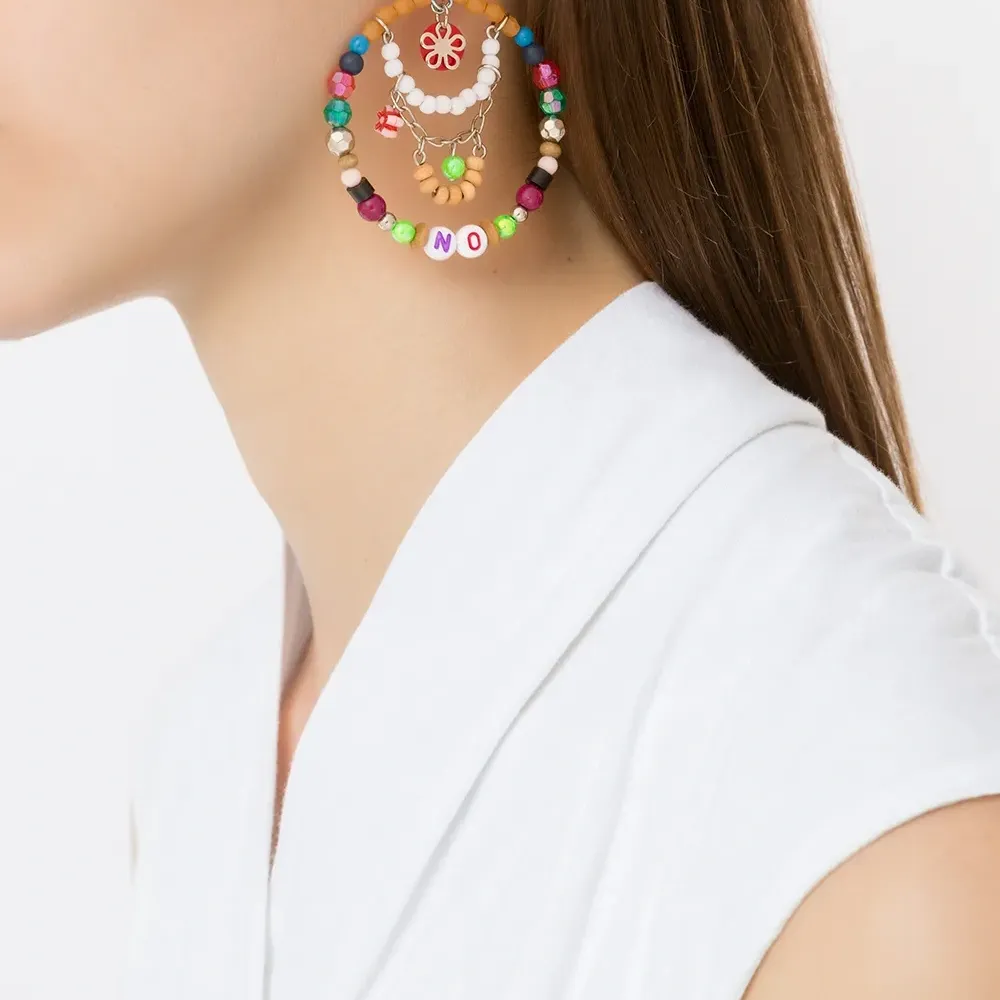 Серьги-подвески с бусинами