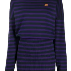 трикотажное платье мини в полоску