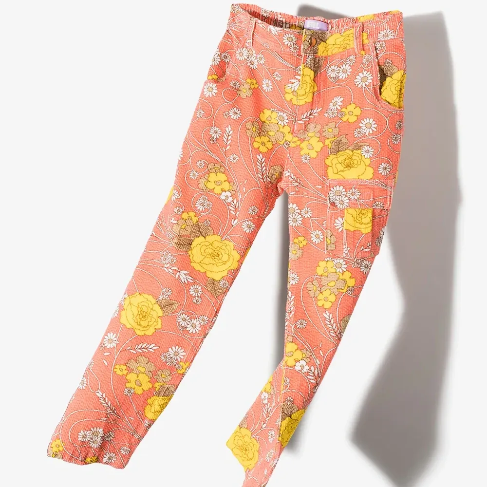 Вельветовые брюки с цветочным принтом