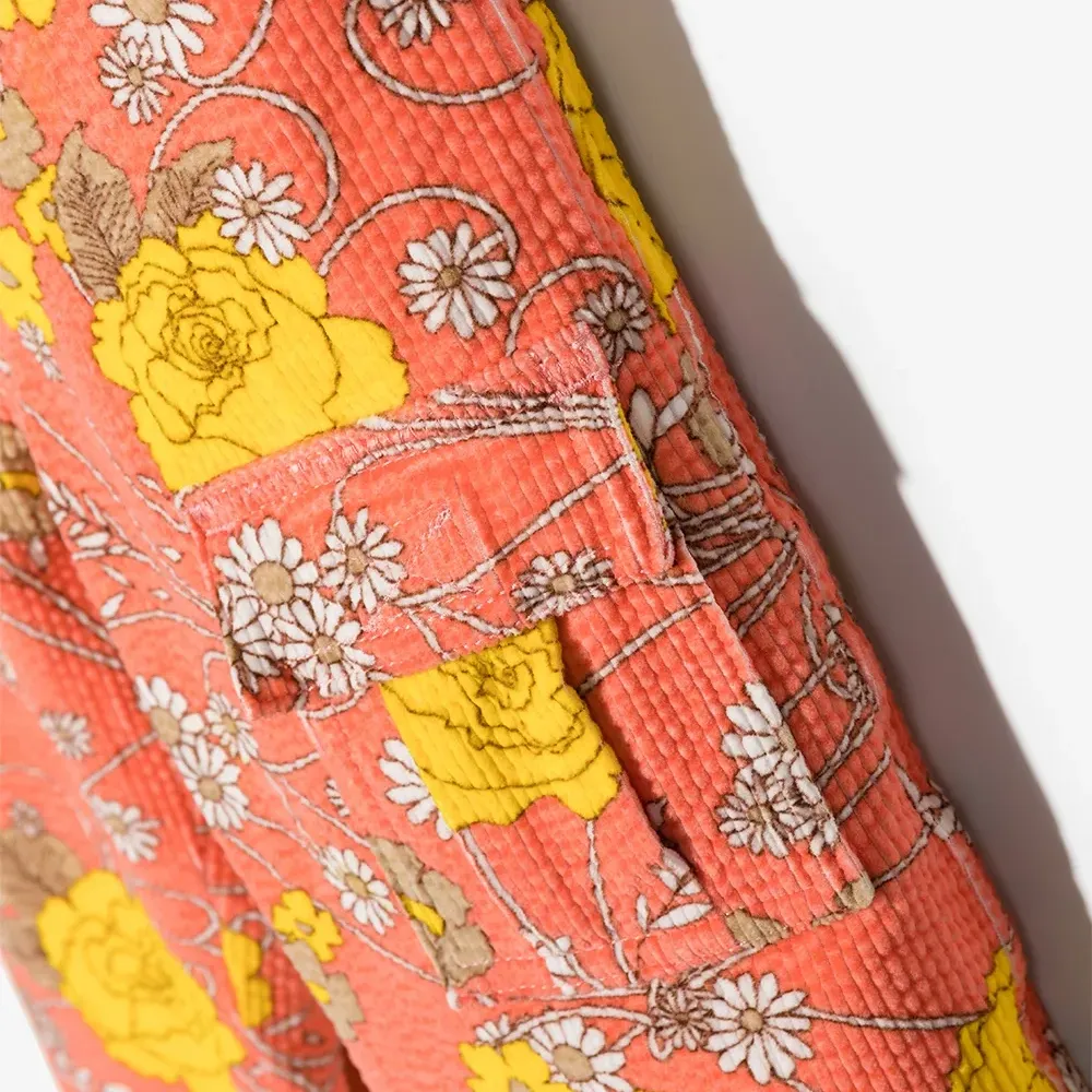 Вельветовые брюки с цветочным принтом