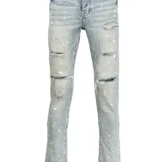 Джинсы кроя слим P001 с эффектом разбрызганной краски