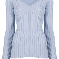 Топ в рубчик с V-образным вырезом