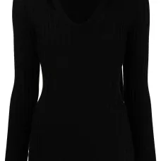 Джемпер в рубчик с V-образным вырезом