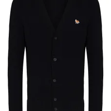 Кардиган с V-образным вырезом и нашивкой