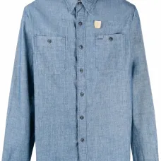 Джинсовая рубашка на пуговицах