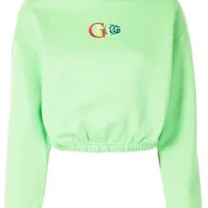 Укороченное худи с вышитым логотипом